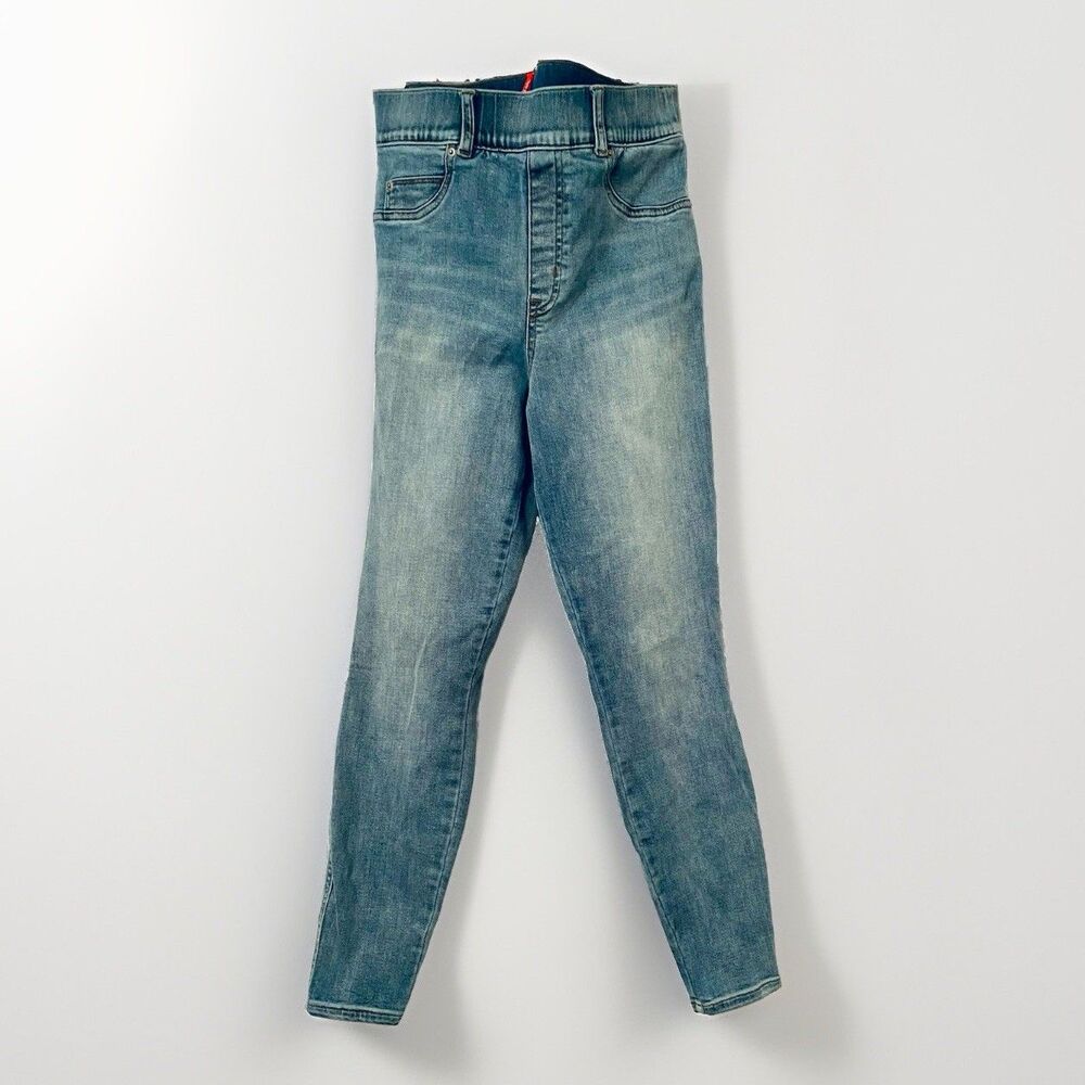 Spanx Jeans L High Rise Ankle Crop Skinny Pull On Jegging Tummy Control